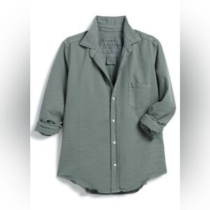 Frank & Eileen Barry Tailored Button Up Distressed Shirt in Sage Size XS